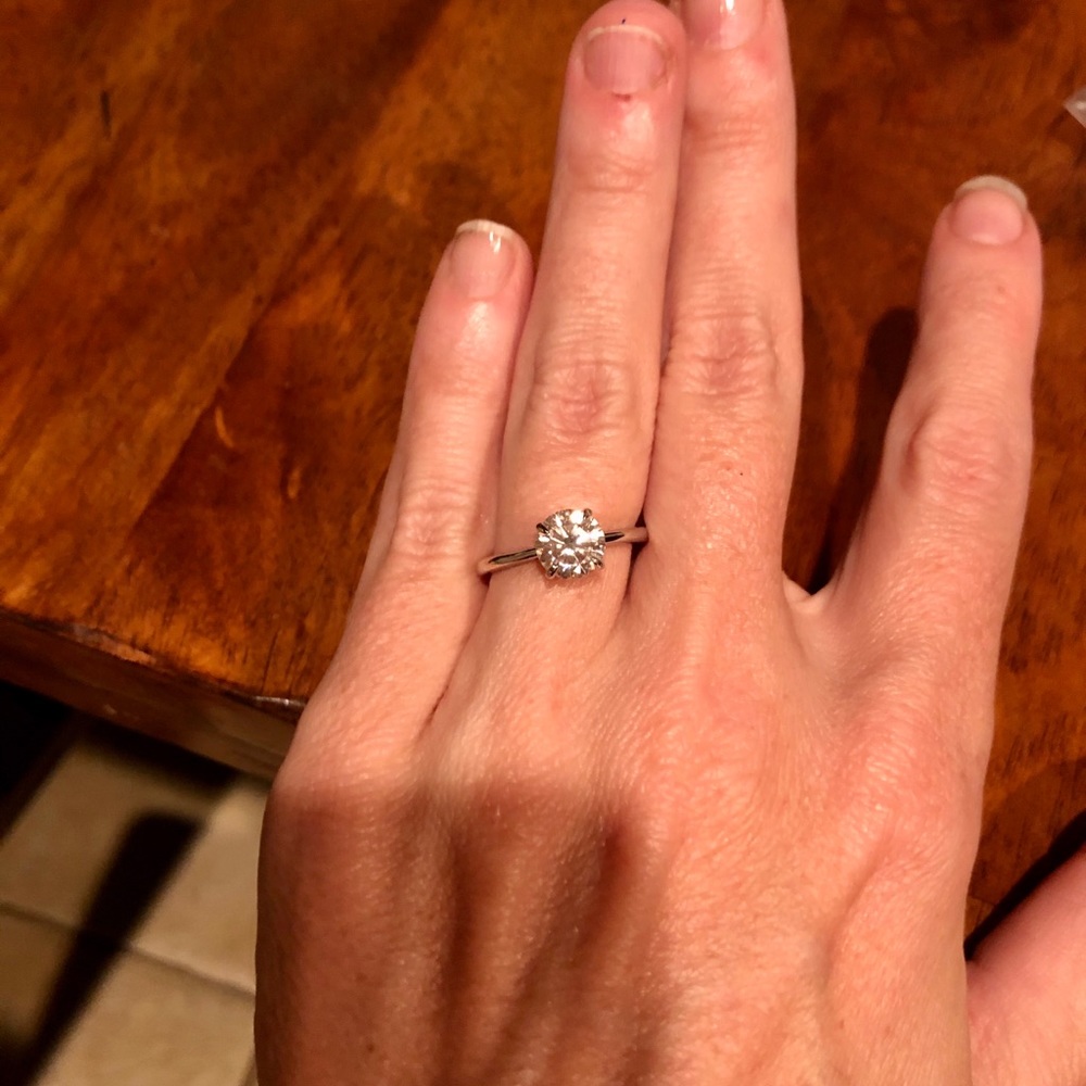 Moissanite Solitaire Ring 1.5ct Round D VVS1 Classic Engagement Style - Picture 9 of 10